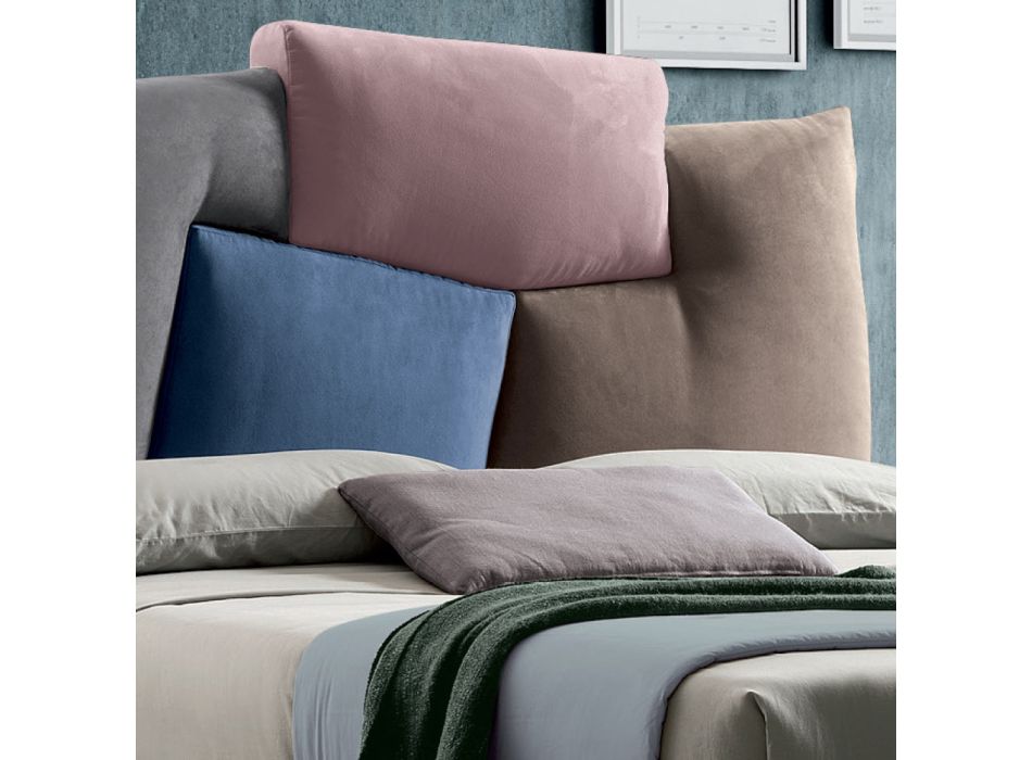 Łóżko podwójne tapicerowane ze schowkiem z tkaniny - Belle Viadurini