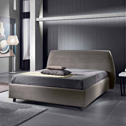 Podwójne łóżko wyściełane z nowoczesnym pojemnikiem 160x190 / 200 Reby Viadurini