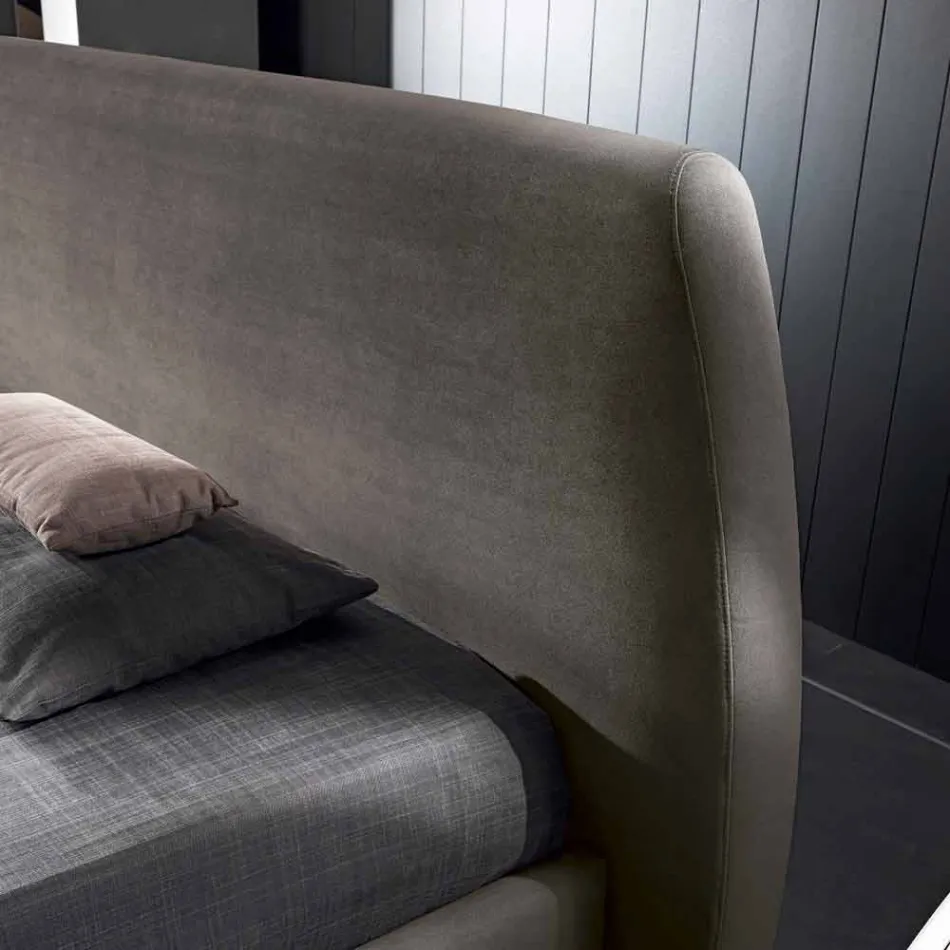 Podwójne łóżko wyściełane z nowoczesnym pojemnikiem 160x190 / 200 Reby Viadurini