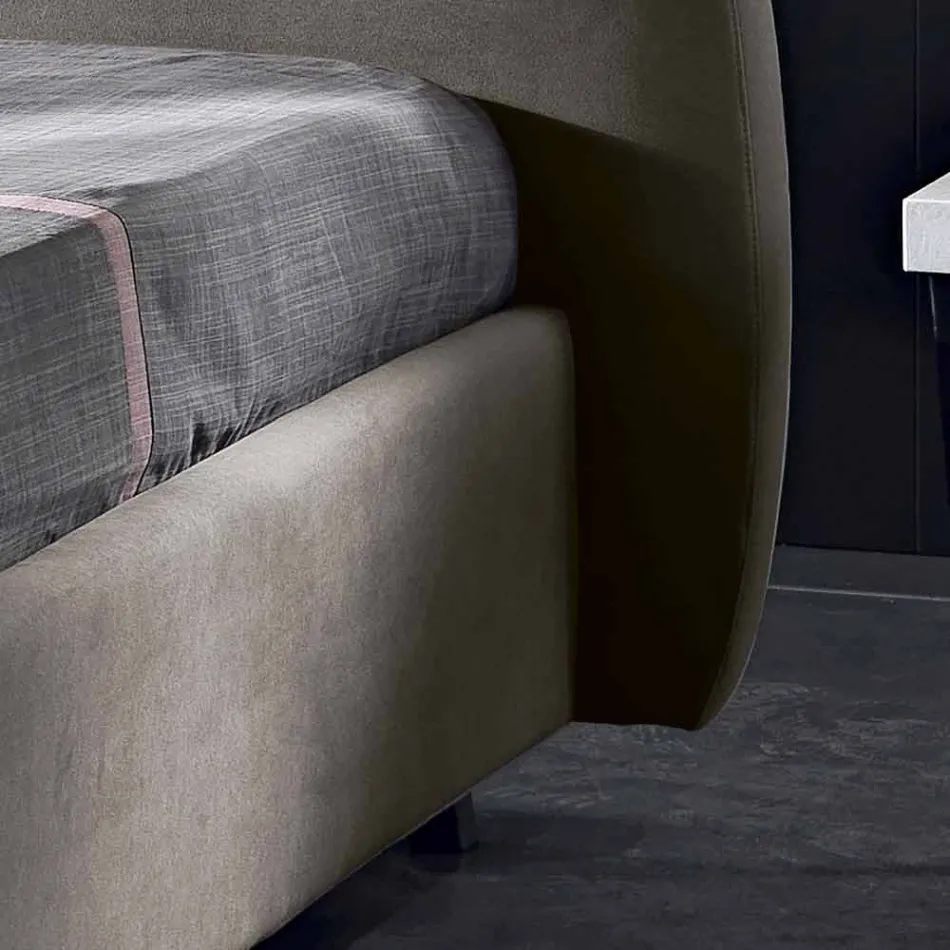 Podwójne łóżko wyściełane z nowoczesnym pojemnikiem 160x190 / 200 Reby Viadurini