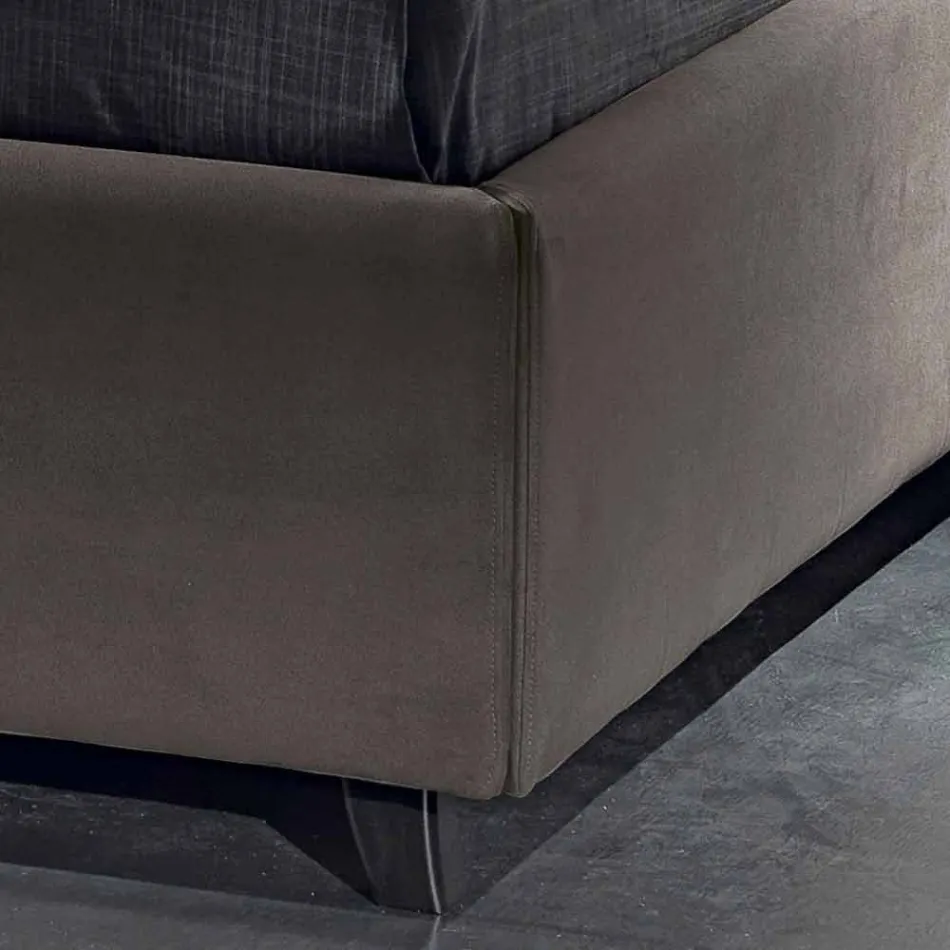 Podwójne łóżko wyściełane z nowoczesnym pojemnikiem 160x190 / 200 Reby Viadurini