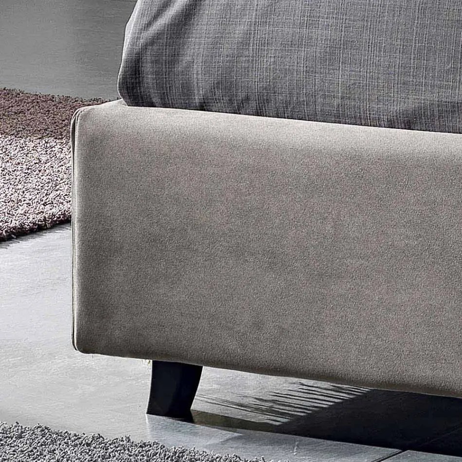 Podwójne łóżko wyściełane z nowoczesnym pojemnikiem 160x190 / 200 Reby Viadurini