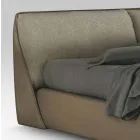 Podwójne łóżko wyściełane i pokryte tkaniną i skórą Made in Italy - Lula Viadurini