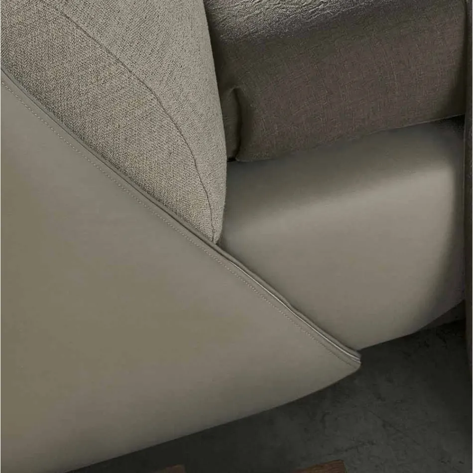 Podwójne łóżko wyściełane i pokryte tkaniną i skórą Made in Italy - Lula Viadurini