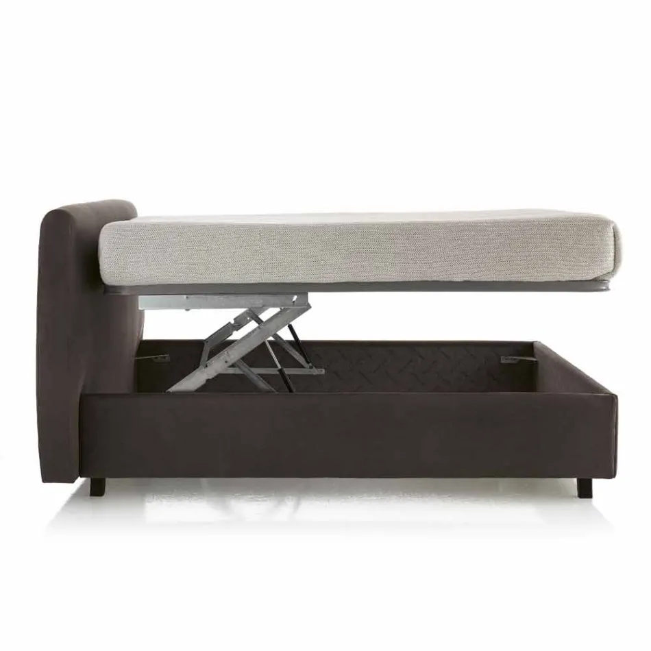 Łóżko dwuosobowe tapicerowane z imitacji skóry z pojemnikiem 160x190 / 200 cm Agly Viadurini