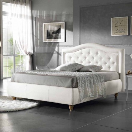 Łóżko dwuosobowe tapicerowane z imitacji skóry z pojemnikiem 160x190 / 200 cm Agly Viadurini