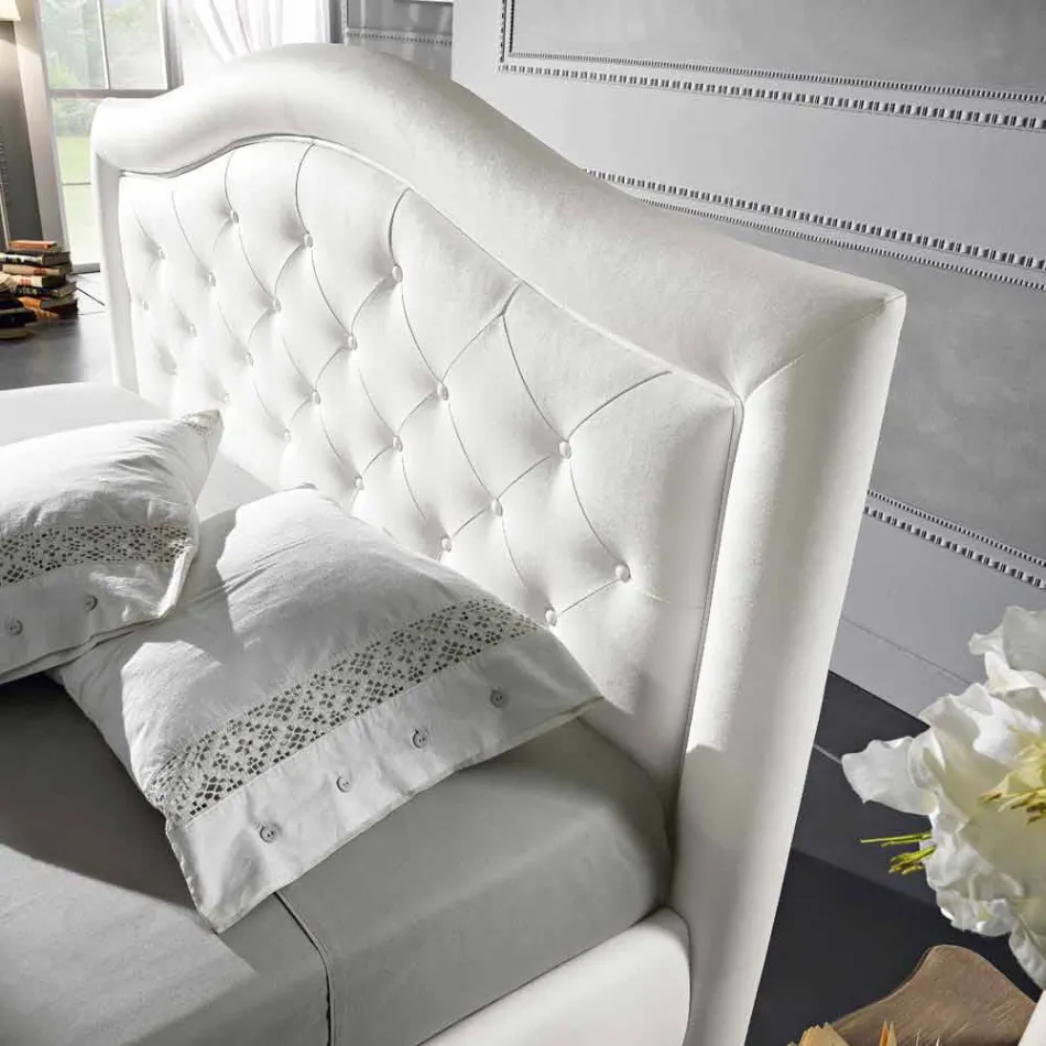 Łóżko dwuosobowe tapicerowane z imitacji skóry z pojemnikiem 160x190 / 200 cm Agly Viadurini