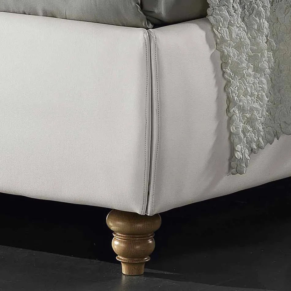 Łóżko dwuosobowe tapicerowane z imitacji skóry z pojemnikiem 160x190 / 200 cm Agly Viadurini