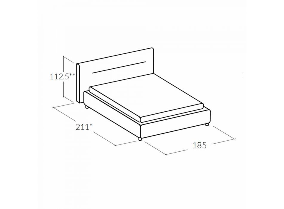 Nowoczesne dwuosobowe tapicerowane łóżko ze skrzynią słoneczną 160x190 / 200cm Viadurini