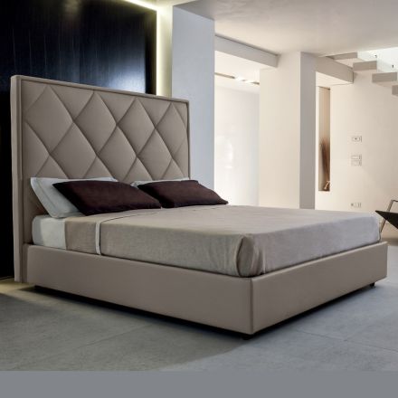 Łóżko podwójne tapicerowane pokryte tkaniną lub skórą - Celebre Viadurini