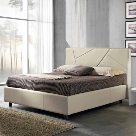 Podwójne łóżko z imitacji skóry z podnośnikiem 160x190 / 200 cm Mia Viadurini