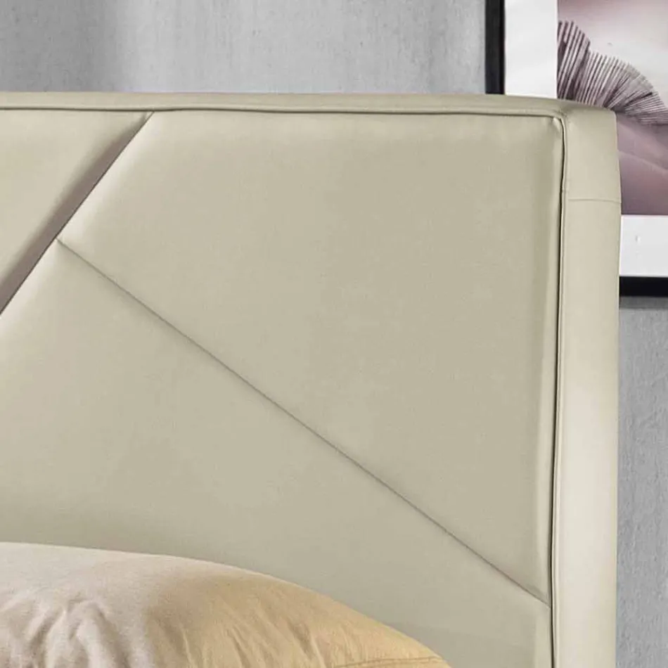 Podwójne łóżko z imitacji skóry z podnośnikiem 160x190 / 200 cm Mia Viadurini