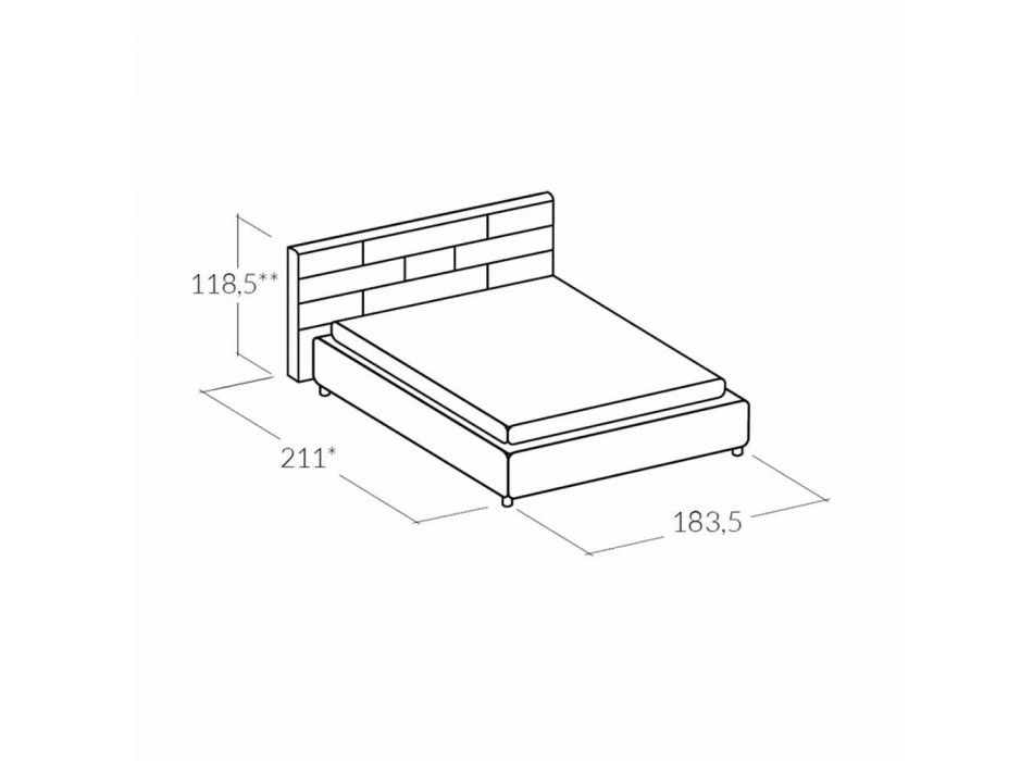 Podwójne łóżko z imitacji skóry ze schowkiem 160x190 / 200 cm Gin Viadurini
