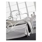 Żelazne podwójne łóżko ze skoordynowanym podnóżkiem Made in Italy - Laser Viadurini