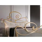 Żelazne podwójne łóżko ze skoordynowanym podnóżkiem Made in Italy - Laser Viadurini