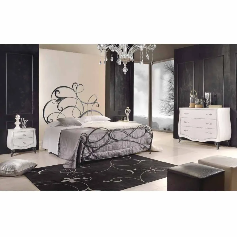 prasować podwójne łóżko z zagłówkiem w Allison kute ostrza Viadurini