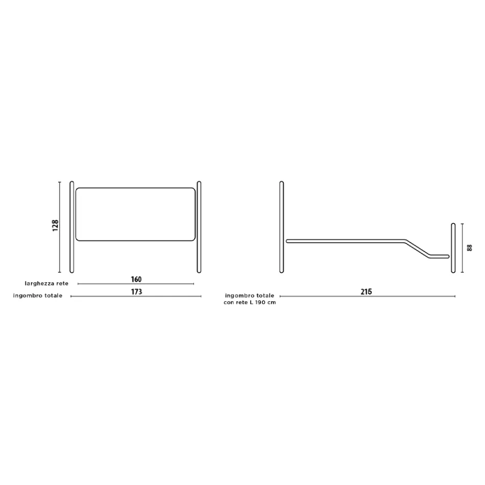 Podwójne łóżko z rurowych rurek żelaznych w kolorze czarnym i srebrnym Made in Italy - geometria Viadurini