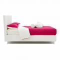 Podwójne łóżko tapicerowane skórą imitującą Swarovski Made in Italy - Perzio