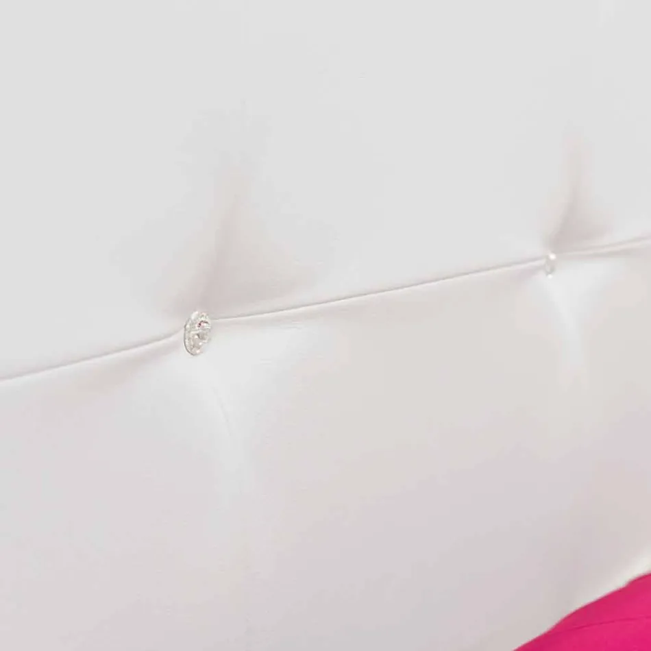 Podwójne łóżko ze sztucznej skóry z drewnianymi nóżkami Made in Italy - Perzio Viadurini