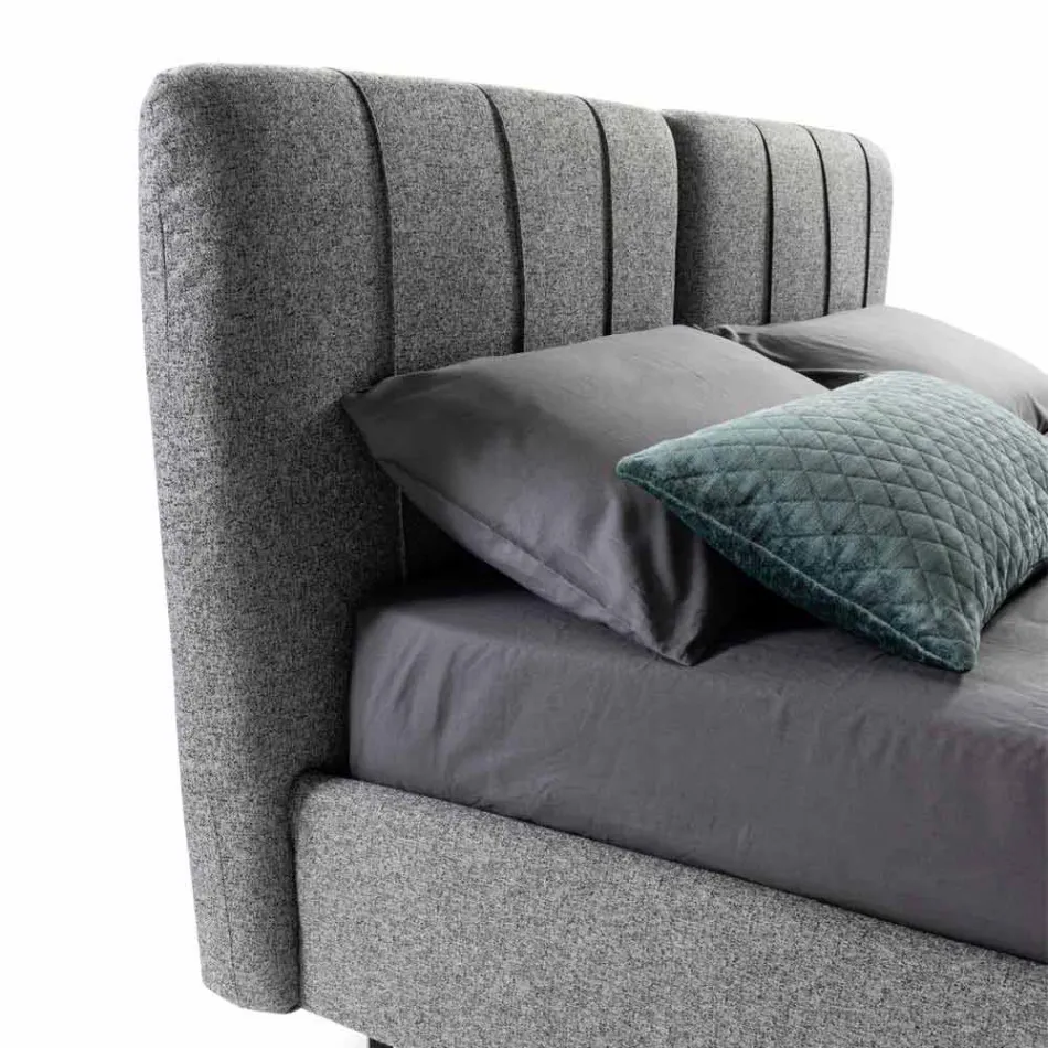 Materiał Podwójne łóżko z pudełkiem i pasiastym zagłówkiem Made in Italy - Nives Viadurini