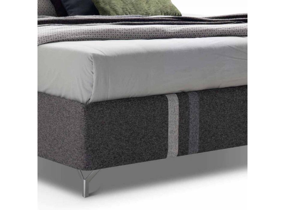 Podwójne łóżko materiałowe z pojemnikiem Made in Italy - Paolo Viadurini