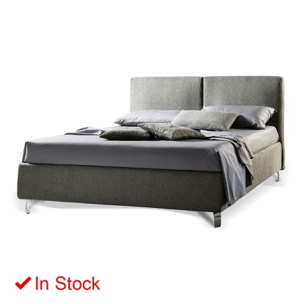 Podwójne łóżko z tkaniny lub aksamitu z materacem Made in Italy - Ernesto Viadurini
