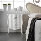 Podwójne łóżko z prawdziwej skóry z materacem i 2 stolikami nocnymi Made in Italy - Laser Viadurini