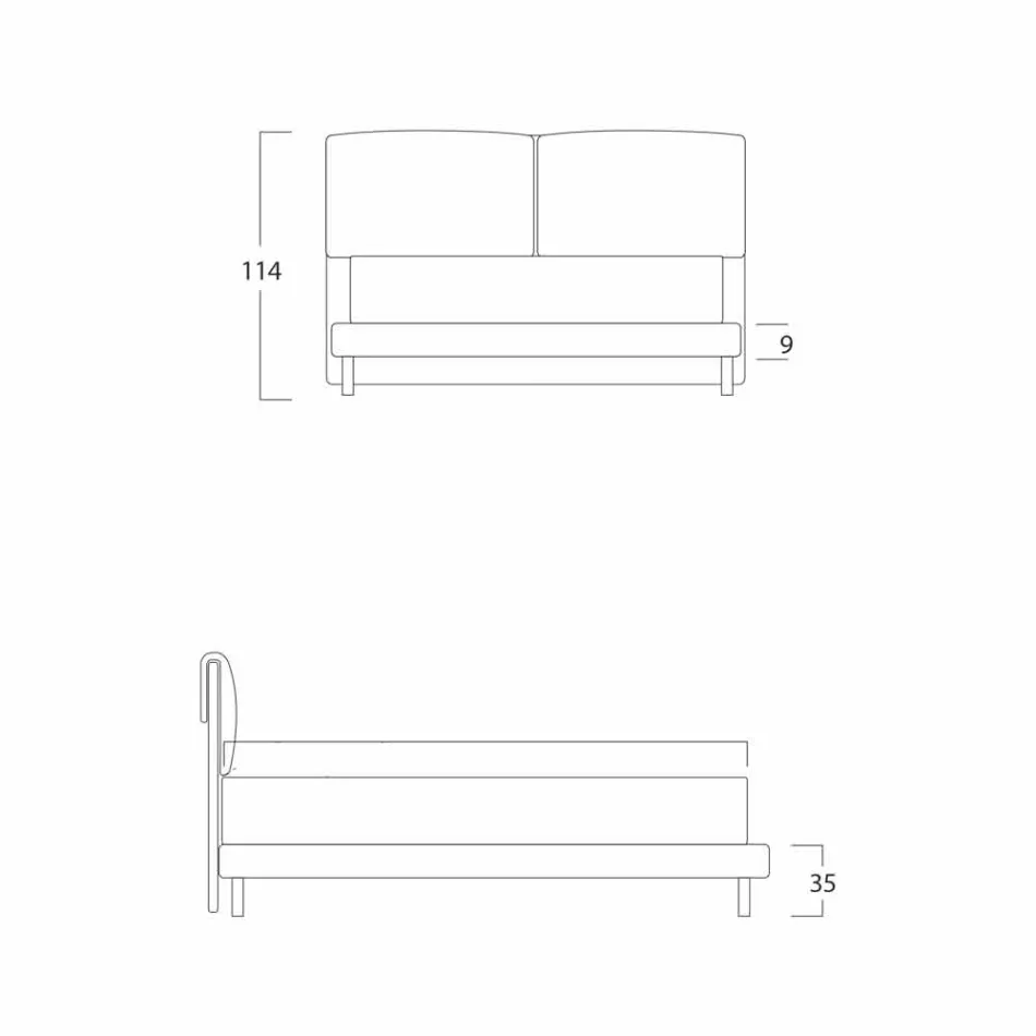 Nowoczesne podwójne łóżko, cienka podstawa, Iorca by Bolzan Viadurini
