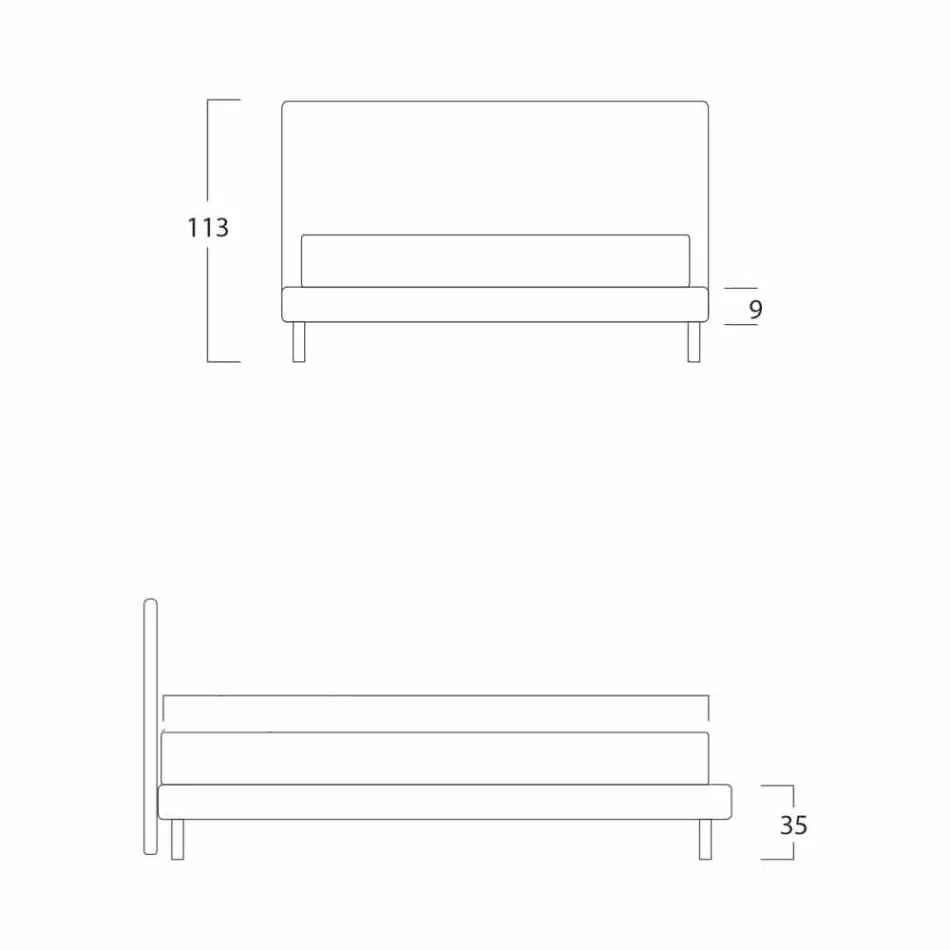 Nowoczesne podwójne łóżko z cienką podstawą Gaya New firmy Bolzan Viadurini