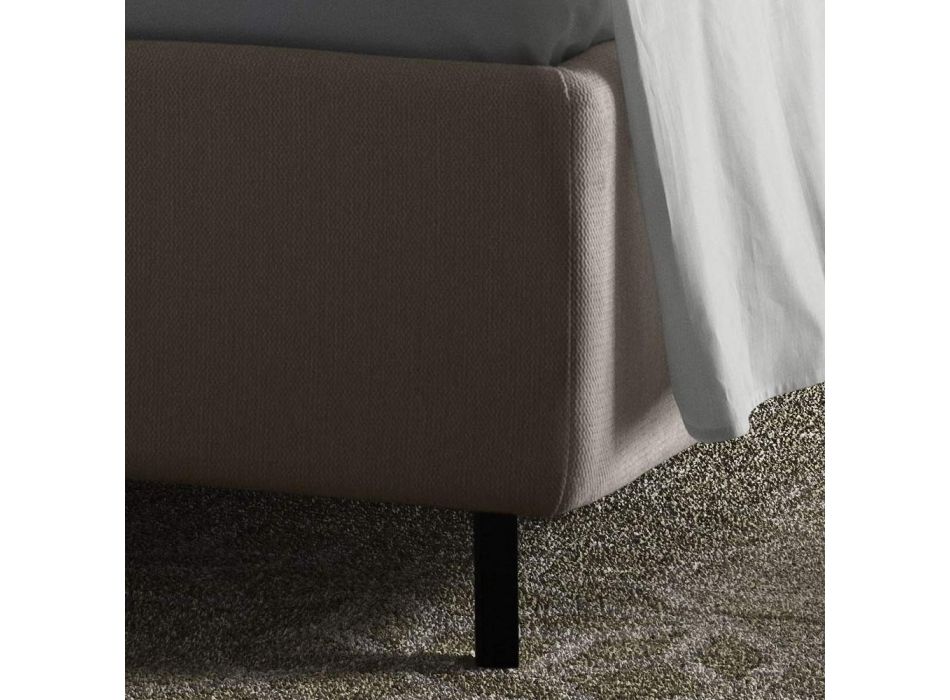Nowoczesne podwójne łóżko z tapicerowanym zagłówkiem Made in Italy - Ernesta Viadurini