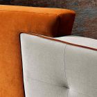 Podwójne łóżko o nowoczesnym designie z szarego i pomarańczowego aksamitu - Plorifon Viadurini