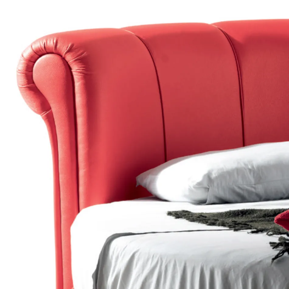 Luksusowe okrągłe nowoczesne podwójne łóżko ze sztucznej skóry Made in Italy - Dream Viadurini