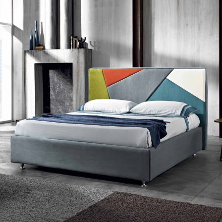 Nowoczesne podwójne łóżko wyściełane z podnośnikiem 160x190 / 200cm Mia Viadurini