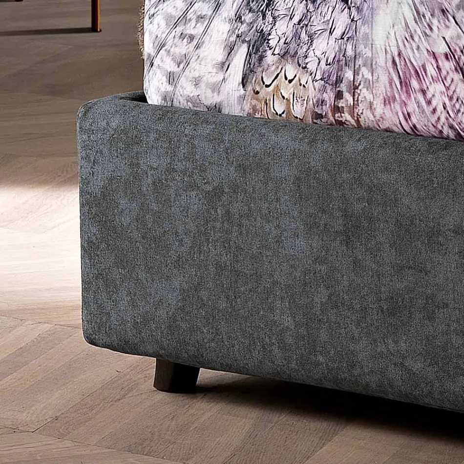 Nowoczesne podwójne łóżko tapicerowane o pikowanym lub gładkim wzorze - Aftamo Viadurini