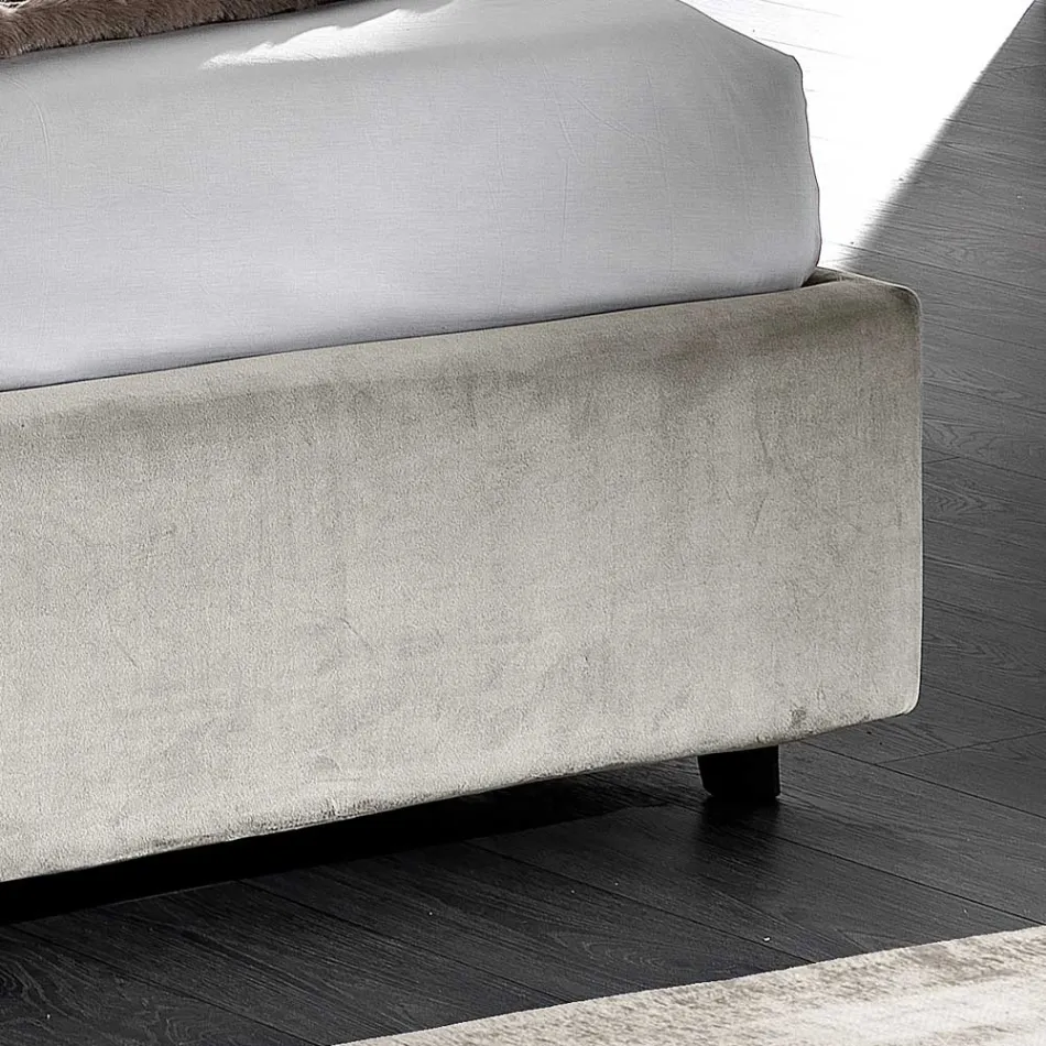 Nowoczesne podwójne łóżko tapicerowane o pikowanym lub gładkim wzorze - Aftamo Viadurini