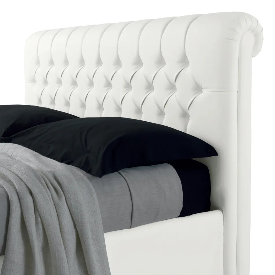 Nowoczesne podwójne łóżko ze sztucznej skóry ze schowkiem - Ozzano Viadurini