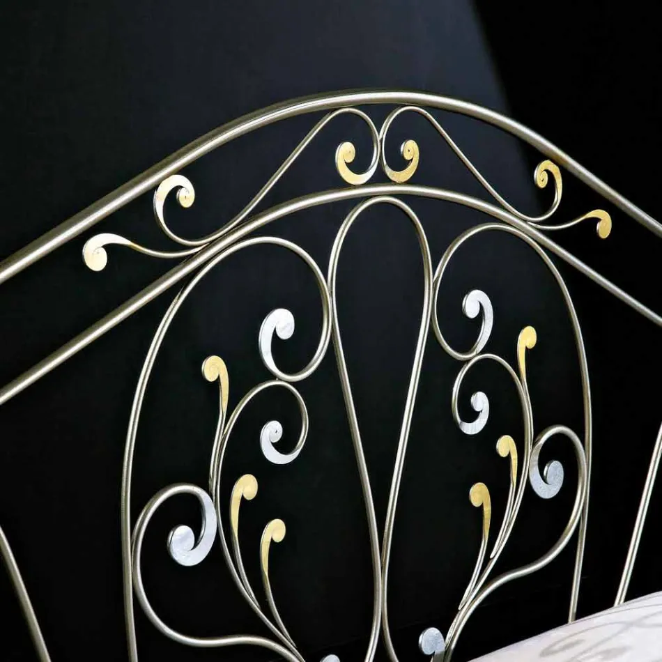 neoklasyczna podwójne łóżko w całości ręcznie kute żelazo Jessica Viadurini