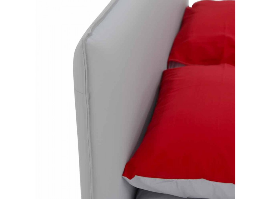 Podwójne łóżko pokryte sztuczną skórą ze stopami Made in Italy - Nurzio Viadurini