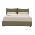 Podwójne łóżko tapicerowane tkaniną z czarnymi stopami Made in Italy - Bandola Viadurini