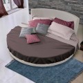 Okrągłe podwójne łóżko pokryte tkaniną, wyprodukowane we Włoszech - Rello