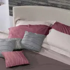 Okrągłe podwójne łóżko pokryte tkaniną Made in Italy - Rello Viadurini