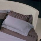 Okrągłe podwójne łóżko pokryte tkaniną Made in Italy - Rello Viadurini