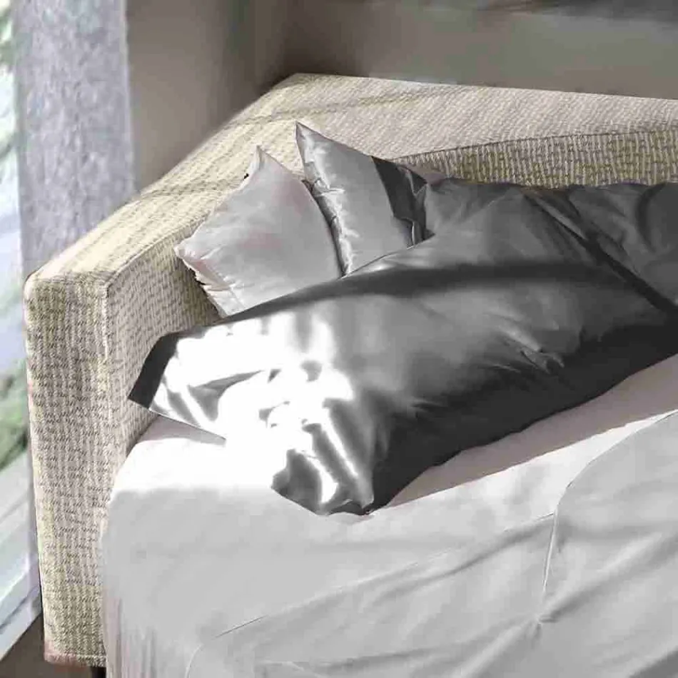 Nowoczesne okrągłe łóżko podwójne z kątowym zagłówkiem Made in Italy - Tima Viadurini