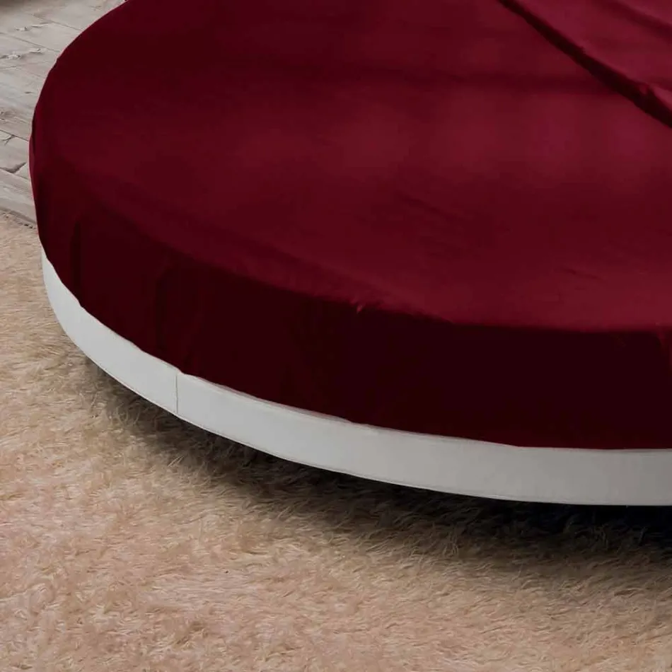 Okrągłe podwójne łóżko pokryte skórą ekologiczną Made in Italy - Vesio Viadurini