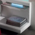 Okrągłe podwójne łóżko pokryte skórą ekologiczną Made in Italy - Vesio Viadurini