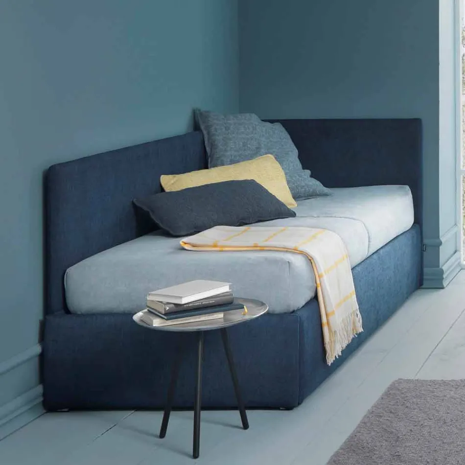 Pojedyncze łóżko narożne z zagłówkiem Line4 Bolzan i panelem bocznym Viadurini