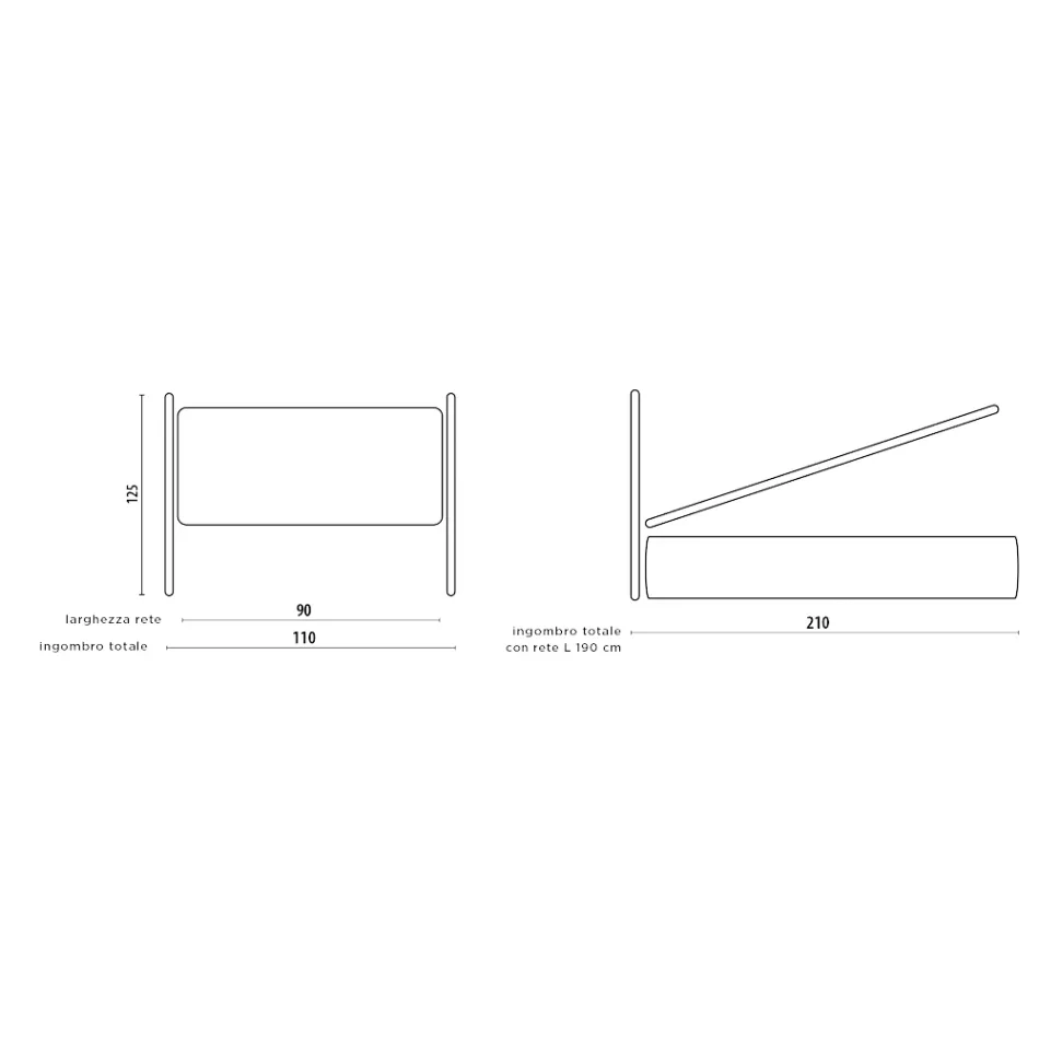 Łóżko pojedyncze z opcjonalnym schowkiem Made in Italy - Ciccio Viadurini