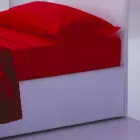 Pojedyncze łóżko z zagłówkiem, żelazną i drewnianą strukturą Line by Bolzan Viadurini