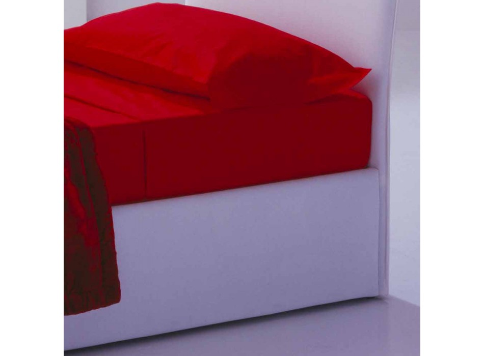 Pojedyncze łóżko z zagłówkiem, żelazną i drewnianą strukturą Line by Bolzan Viadurini