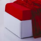 Pojedyncze łóżko z zagłówkiem, żelazną i drewnianą strukturą Line by Bolzan Viadurini